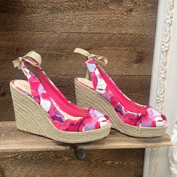 COACH Maritza Espadrille Platform Sandal Wedges Size 8 - Picture 2 of 6